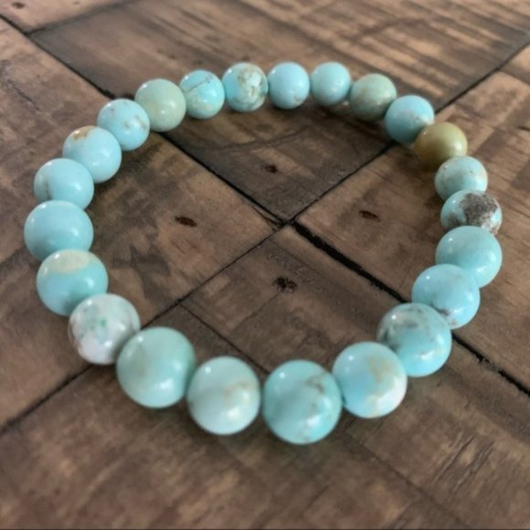 8mm Turquoise Chakra Stretch Bracelet - Picture 3 of 6